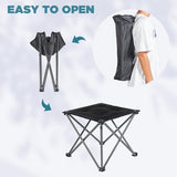 FUNDANGO Folding Camping Stool, 2 Pack 18.1 Inch Oversized Foot Stools 330 Lbs Heavy Duty Portable Padded Seat Anti-Slip Foots & Carry Bag for Fishing Outdoor Lawn Travel (Black)