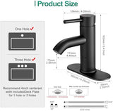 VOTON Black Bathroom Faucet Single Handle Matte Black Bathroom Sink Faucet Rv Lavatory Vessel Faucet for Bathroom Faucet 1 or 3 Hole with Deck Plate