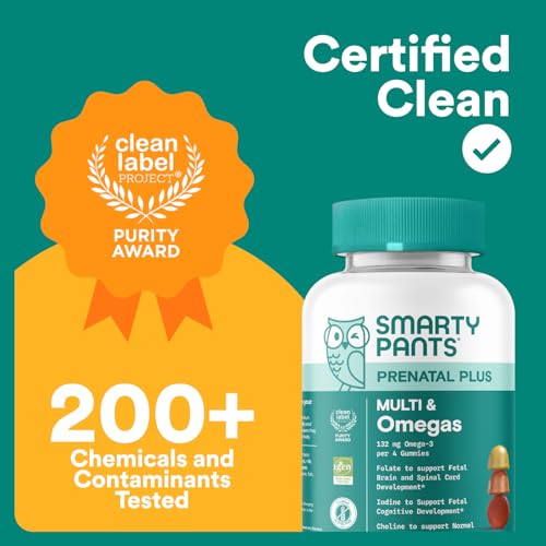 SmartyPants Prenatal Multivitamin Gummies - Improved Formula: Omega 3 (DHA/EPA), Methylfolate, Biotin, Vitamin D3, C, Vitamin B12, B6, Vitamin A, K & Zinc, Gluten Free, 90 Count (30 Day Supply)