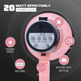 MyMealivos Portable Megaphone Bullhorn 20 Watt Power Megaphone Speaker Voice and Siren/Alarm Modes with Volume Control and Strap (Pink)