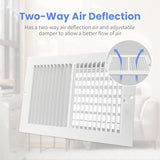 12 x 8 Inch [Duct Opening] Air Vent Covers for Wall or Ceiling - High Airflow 2 Way Steel Ventilation - Adjustable Wall/Ceiling Register, 13-3/4 Inch x 9-3/4 Inch [Overall Dimensions]