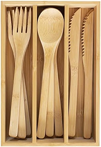 Totally Bamboo 12-Piece Reusable Bamboo Flatware Set with Portable Storage Case, Dishwasher Safe
