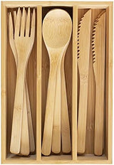 Totally Bamboo 12-Piece Reusable Bamboo Flatware Set with Portable Storage Case, Dishwasher Safe