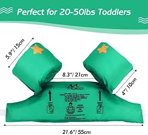 MoKo Toddler Swim Vest for Kids, 20-66 lbs, Arm Floaties with Adjustable Straps, Nylon Material, Swim Vest for Toddlers Learning to Swim