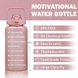 64oz,100oz,128oz Large Motivational Water Bottle with Time Marker, Leakproof & BPA Free Half Gallon Big Water Bottle with Straw Handle Tritan Frosted Water Jug for Gym,Fitness,Outdoor Sports