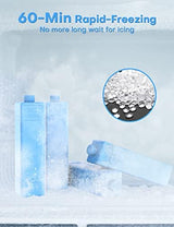 Ice Packs for Lunch Boxes, Set of 4, Rapid Freeze & Long Lasting Reusable Ice Packs for Cooler & Lunch Bags, Space-Saving Ice Blocks for Camping, Fishing, Injuries, Picnics, Beach Bag, Blue