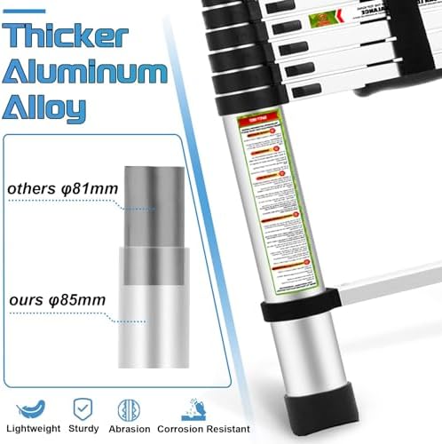 Extension Ladder, 20.3FT RIKADE Aluminum Telescoping Ladder with Non-Slip Feet, Portable Telescopic Ladder for Household and Outdoor 330lb Capacity