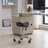 FIRAVOE Saddle Stool, Swivel Saddle Stool with Wheels, Adjustable Rolling Stool 18"-26", Faux Leather Rolling Saddle Stool for Salon, Massage, Clinic, Lab, Office (Black, 1PCS (18"-26"))