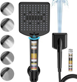Filtered Shower Head with Handheld Matte Black - High Pressure 6 Modes, 120 Anti-clog Nozzles, Detachable Showerhead with Hard Water Filters, Extra Long 6ft Hose, Power Wash Mode for Bathroom
