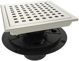 6 Inch Square Shower Floor Drain with Flange,Quadrato Pattern Grate Removable,Food-Grade SUS 304 Stainless Steel,Watermark&CUPC Certified,Brushed Nickel