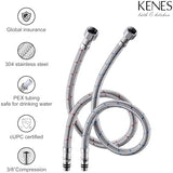 KENES Matte Black Single Handle Bathroom Sink Faucet, Stainless Steel Vanity Faucet for Bathroom Sink, with Pop Up Drain Stopper & Water Supply Hoses LJ-9031-2