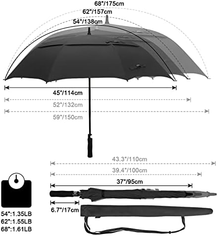G4Free 47/54/62/68 Inch Automatic Open Golf Umbrella Oversize Extra Large Double Canopy Vented Windproof Waterproof Stick Umbrellas