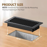 2x10 Floor Register, Floor Vent Covers 2 Pack, Steel Adjustable Air Supply Grille Register Vent Cover Grill for Sidewall and Floor, Vent Covers for Home Floor, Black