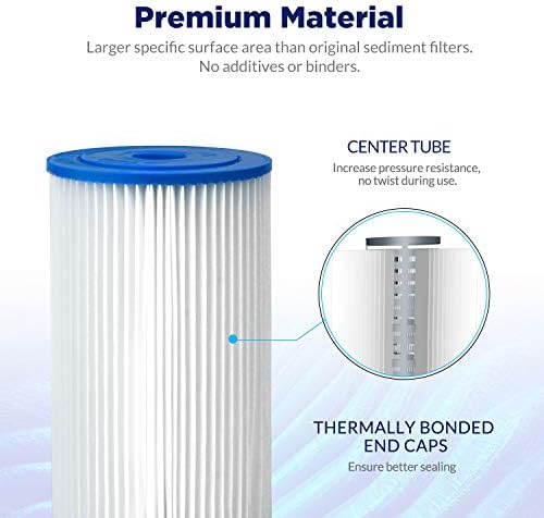 Membrane Solutions 20 Micron Pleated Water Filter Home 10"x4.5" Whole House Heavy Duty Sediment Replacement Cartridge Compatible with ECP10-1,ECP20-BB,R50-BBSA,FXHSC,CB1-SED10-BB (4 Pack)