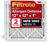 Filtrete 12x12x1 AC Furnace Air Filter, MERV 11, MPR 1000, Micro Allergen Defense, 3-Month Pleated 1-Inch Electrostatic Air Cleaning Filter, 2 Pack (Actual Size 11.81 x 11.81 x 0.81 in)