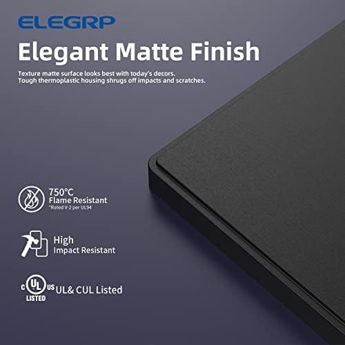 ELEGRP 3 Gang Screwless Decorative Wall Plates, Mid-Size Unbreakable Thermoplastic Faceplate Cover for Decorator Receptacle Outlet Switch, UL Listed (5 Pack, Matte Black)