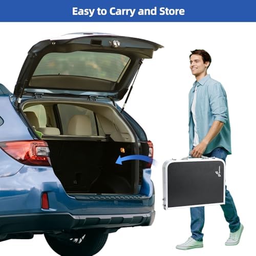 Sportneer Folding Table: Adjustable Height Camping Essentials 23.6" L x 15.7" W 3 Height with Mesh Layer - Compact & Portable Small Folding Table for Outdoor Camp Garden Picnic BBQ Dining Cooking