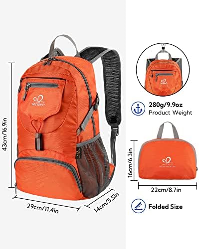 WATERFLY Small Lightweight Packable Backpack: 20l Ultra Light Foldable Travel Hiking Camping Daypack Day Pack for Man Woman
