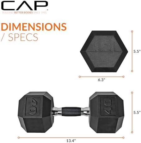 CAP Barbell Coated Hex Dumbbell Weight | Multiple Options