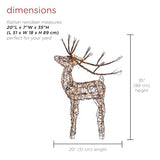 Alpine Corporation | 35" Outdoor Rattan Reindeer Decoration with 60 White LED Lights – Lighted Christmas Lawn & Yard Décor, Weather-Resistant Holiday Display