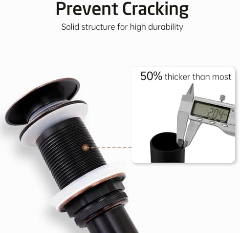 KES Bathroom Sink Drain Without Overflow Vessel Sink Lavatory Vanity Pop Up Drain Stopper Oil Rubbed Bronze Finish, All Metal Rustproof Brass and 304 Stainless Steel, S2008D-ORB