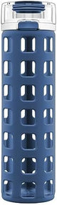 Ello Syndicate 20oz Reusable Glass Water Bottle with One-Touch Leak Proof Flip Lid and Protective Non-Slip Silicone Sleeve and Carry Loop for Coffee, Tea and Water, BPA-free Dishwasher Safe