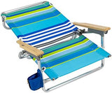 RIO beach Classic 5-Position Lay-Flat Folding Beach Chair, 30.8" x 24.75" x 29.5", Cool Blue Stripes, Pink/White/Beige/Black, 1 Count (Pack of 1)