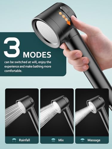 Filtered Shower Head with Handheld, 3 Modes High Pressure Shower Heads, Shower Head with Filters 18 Layers for Hard Water, Remove Chlorine and Harmful Substance, Reduce Dry Skin