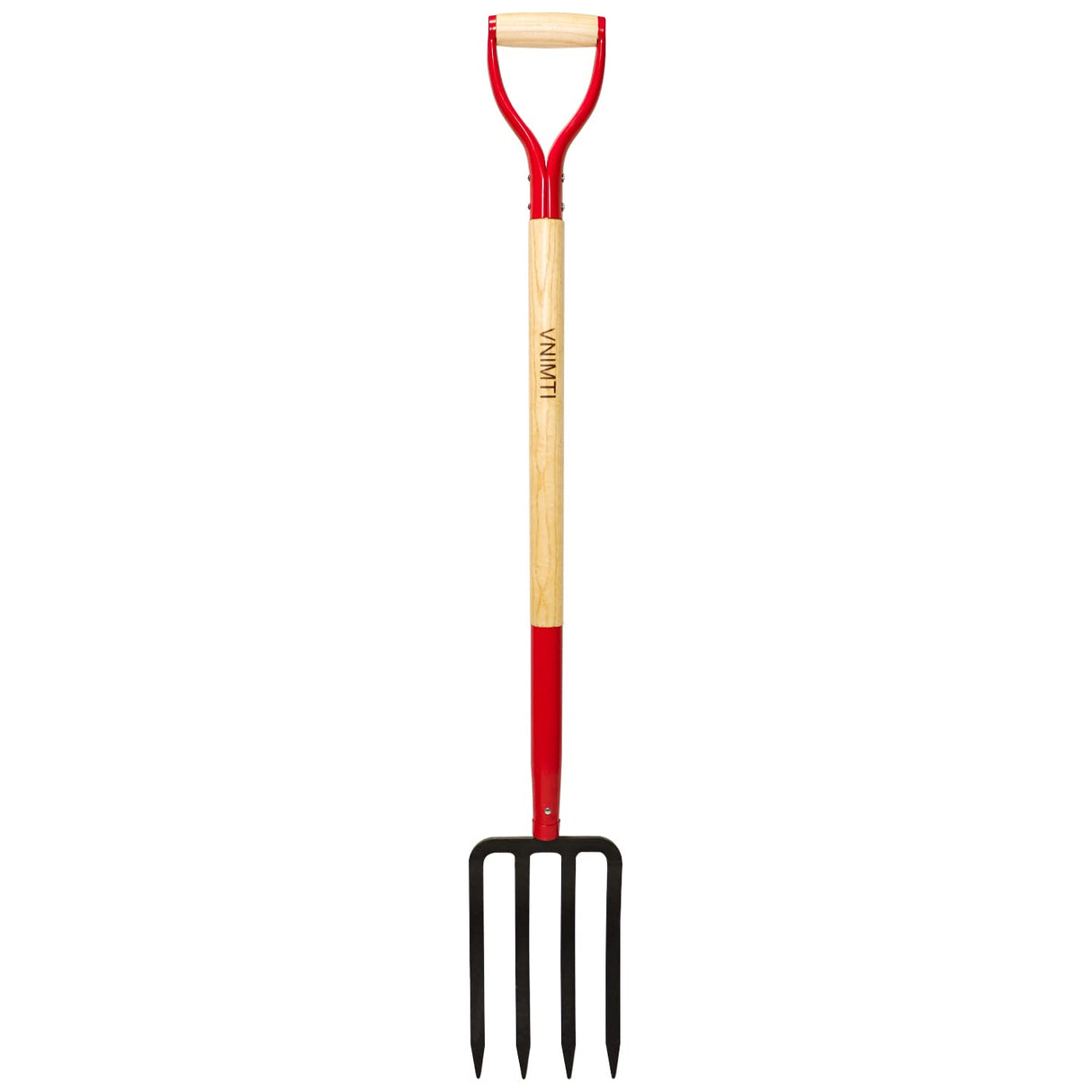 VNIMTI Garden Fork,4-Tine Spading Fork,Compost Fork,Steel Digging Fork,45Inch,Steel Y-Grip,Wooden Handle