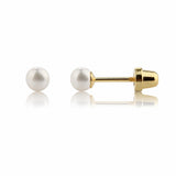 Precious Pieces Children's Freshwater Pearl Earrings, 14K Gold-Plated