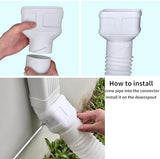 7ft Long Gutter Downspout Extensions, 3” Gutter Downspout Extender Pipe for 2"×3" Downspout and 3"×4"Downspout, Flexible Pipe Stretched Length 7ft, White,2-Pack