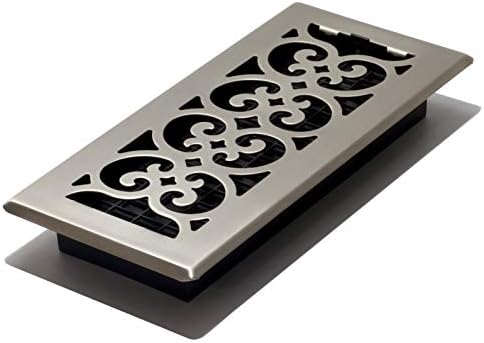 Decor Grates SPH410-NKL Scroll Floor Register, 4x10, Brushed Nickel Finish