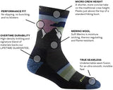 DARN TOUGH (5005) Women's Hike/Trek Sunset Ledge Micro Crew Lightweight with Cushion Sock