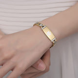 Tarring Fashion Lady Stainless steel Medical Alert id Bracelets with Free Engraving (Gold-7.5 in)
