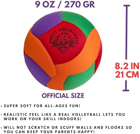 Softy Volleyball - Super Soft Designed for Pain-Free Play - Awesome Kids Indoor Ball with a Realistic Feel and Bounce - Perfect Ball for House
