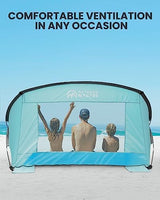OutdoorMaster Beach Tent for 3-4 Person - Easy Setup and Portable Beach Shade Sun Shelter Canopy with UPF 50+ UV Protection Removable Skylight Family Size - Green