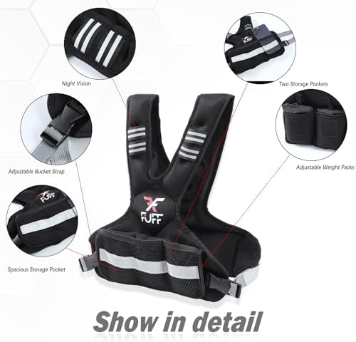 Adjustable Weighted Vest for Women & Men,4-10lb/11-20lb/20-32lb Vest with 6 Ironsand Weights for Strength Training,Weight Vest with Reflective Strip for Running Walking Exercise Workout