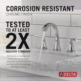 Delta Geist Chrome Bathroom Faucet 3 Hole, 8 Inch Widespread Bathroom Sink Faucet for Vanity, Push-Pop Drain Assembly, Chrome 35864LF