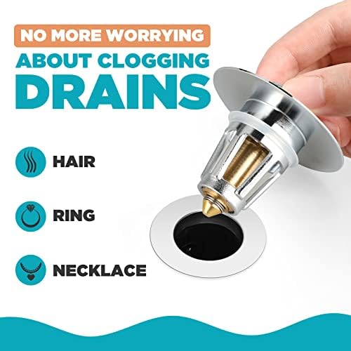 Bathroom Sink Stopper, for 1.1-1.5 Inch Bullet Core Push Type Basin Pop Up Drain Filter, Sink Drain Strainer