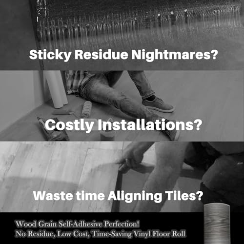 Wood Grain Peel and Stick Floor Tiles – 11.8” Width, Full Roll Length of 394" – Versatile Design for Any Space, Grey Self Adhesive Vinyl Flooring, Waterproof and Non-Slip Features