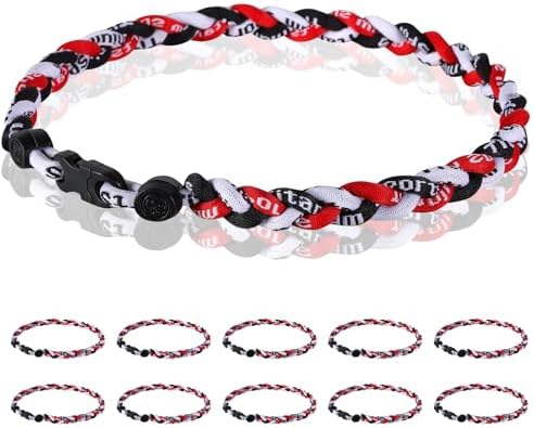 12 Pack Baseball Necklace 18inch, Team Gift for Baseball Funs, Three Braided Titanium Tornado Rope Design, with Muti - Color for Pick