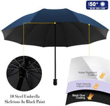 UPF 50+ Beach Umbrella with Adjustable Universal Clamp
