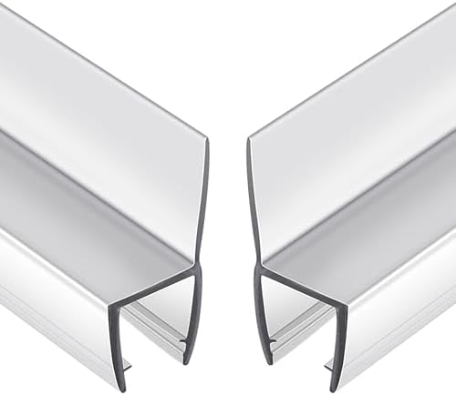 2-Pack Butecare Frameless Shower Door Side Seal Strip for 3/8" Glass Doors, Vertical Polycarbonate H-Jamb 180 Degree 78" Long