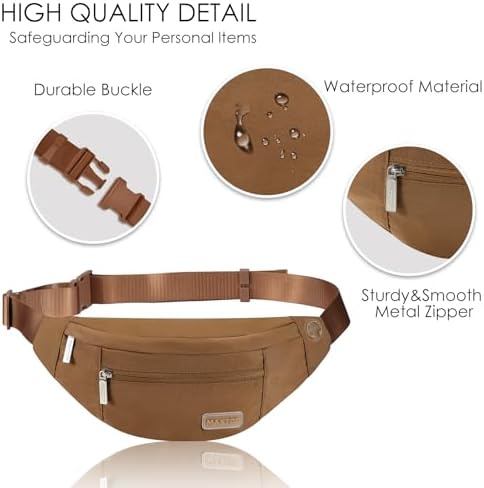 MAXTOP Large Crossbody Fanny Pack with 4-Zipper Pockets,Gifts for Enjoy Sports Festival Workout Traveling Running Casual Hands-Free Wallets Waist Pack Phone Bag Carrying All Phones