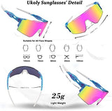 Ukoly Cycling Sunglasses for Men Women with 3 Interchangeable Lenses, Polarized Sports Sunglasses, Baseball Sunglasses