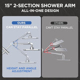 Veken [1.8gpm Eco-Flow] 11.8 Inch Rain Shower Head with 6 Modes Handheld Water Spray,Wide Showerhead Combo with Extension Arm-housewarming gifts, Dual Shower with Anti-Clog Nozzles,Silver Chrome