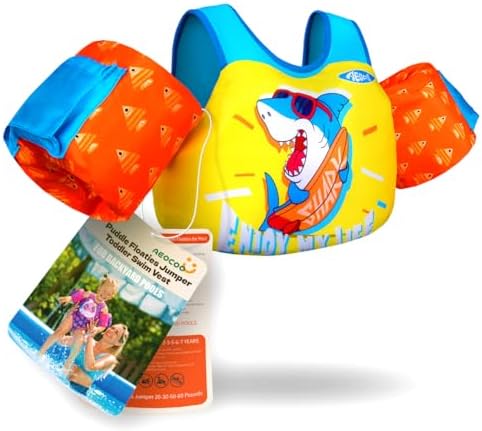 Toddler Swim Vest for 1-3-5,6,7,8,9 Years Old, Puddle Pool Floats Kids Jumper 20-30-50-60-70 Pounds, Swimming Arm Floaties with Shoulder Harness Arm Wings for Swimmies, Toddlers, Boys, Girls