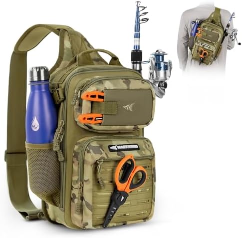 KastKing BlowBak Tactical Fishing Sling Tackle Bag - Lightweight Fishing Backpack - Storage for Gear and Equipment - Gift for Men