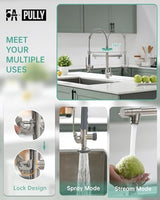Fapully Commercial Pull Down Kitchen Sink Faucet with Sprayer Brushed Nickel