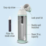 Brita Stainless Steel Premium Filtering Water Bottle, BPA-Free, Reusable, Insulated, Replaces 300 Plastic Water Bottles, Filter Lasts 2 Months or 40 Gallons, Includes 1 Filter, Glacier - 20 oz.